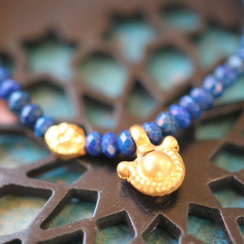 Lapis Lazuli & Vintage Amulet Bracelet