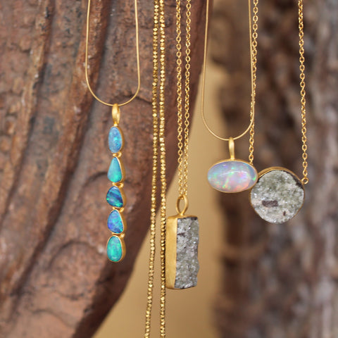 Layered Necklaces in Opals & Druzy