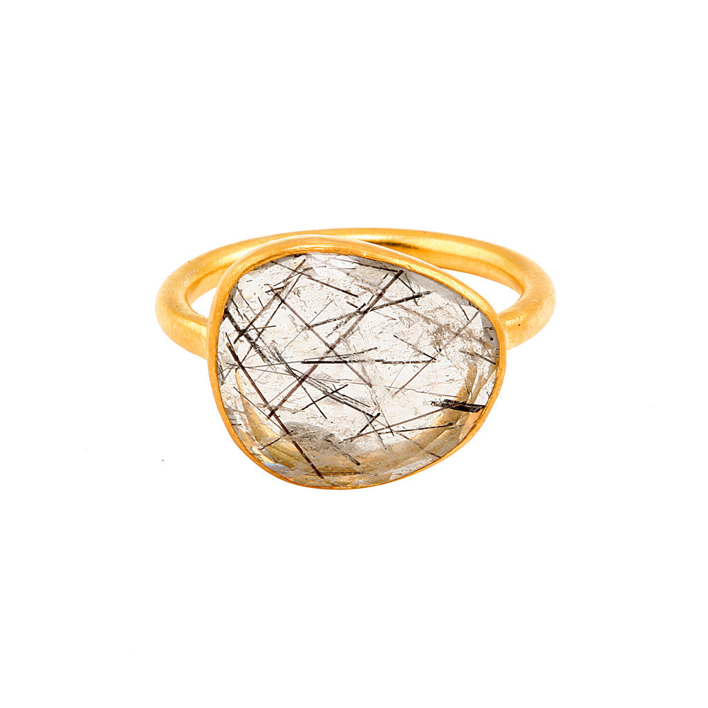 BLACK RUTILE QUARTZ RING