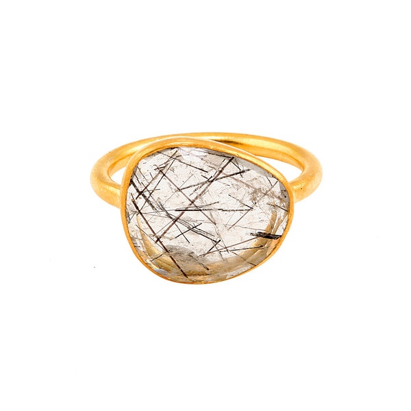 BLACK RUTILE QUARTZ RING