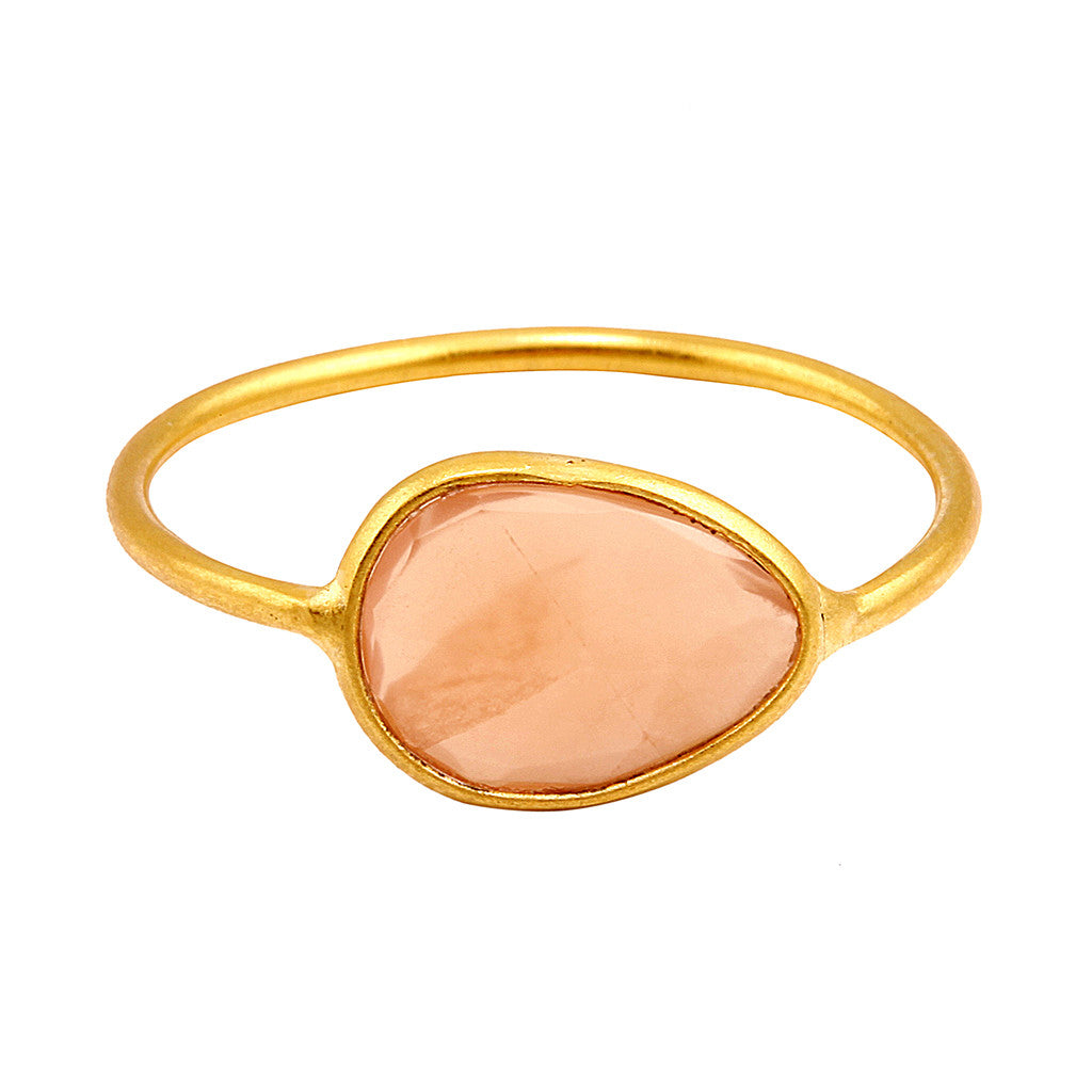 peach moonstone fine oval stacker ring
