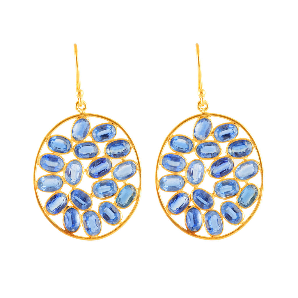 kyanite oval jali earrings