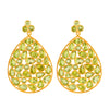 green peridot jali pear drop earrings