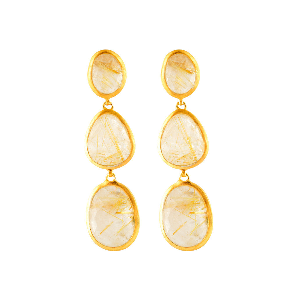 golden rutile rose cut three drops
