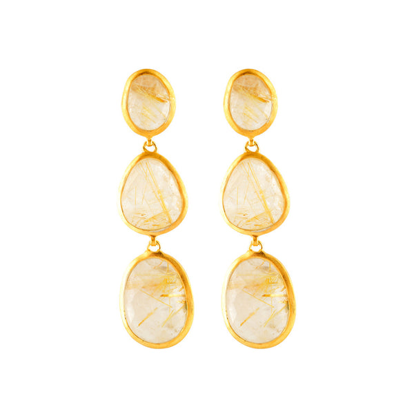 golden rutile rose cut three drops