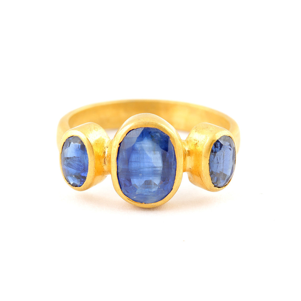 three stone kyanite ring