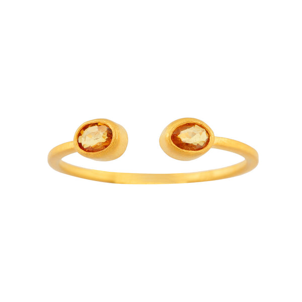 citrine double stone fine stacker ring