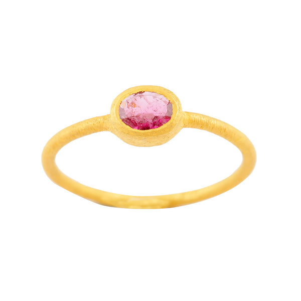 pink sapphire oval fine stacker ring