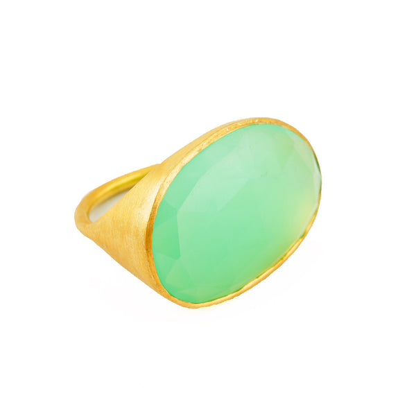 rose cut chrysoprase cocktail ring