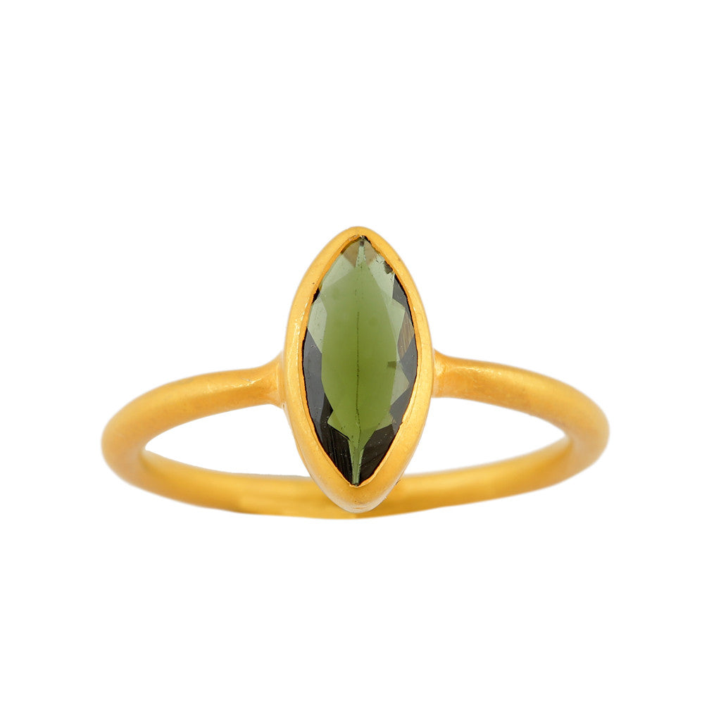 marquise green tourmeline stacker ring