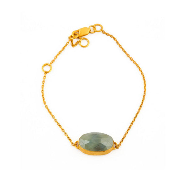 blue sapphire rose cut fine chain bracelet