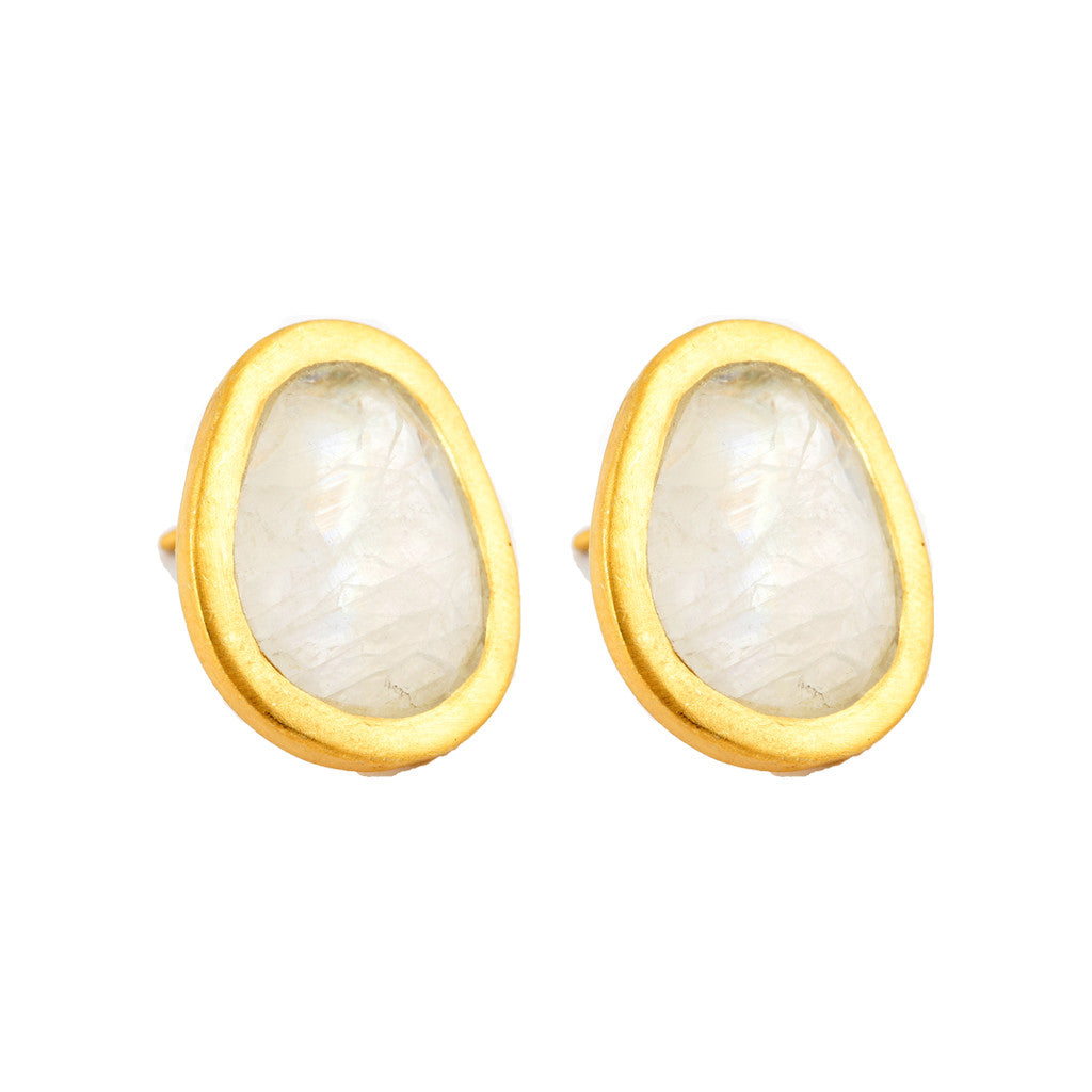 rainbow moonstone large golden studs