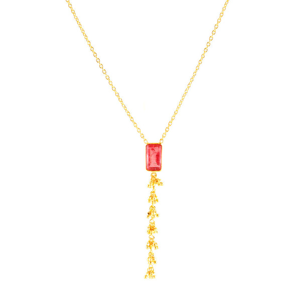 pink tourmeline emerald cut cascade necklace
