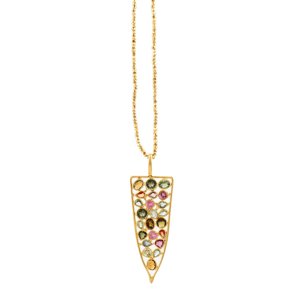 tourmeline shard long pendant necklace