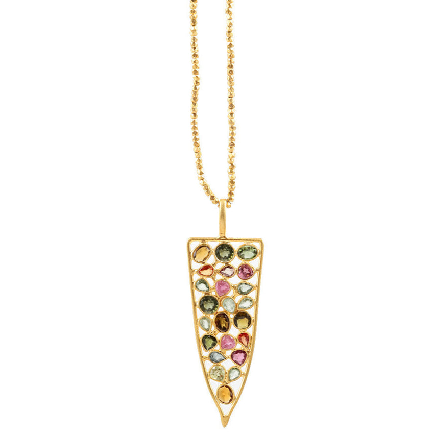 tourmeline shard long pendant necklace