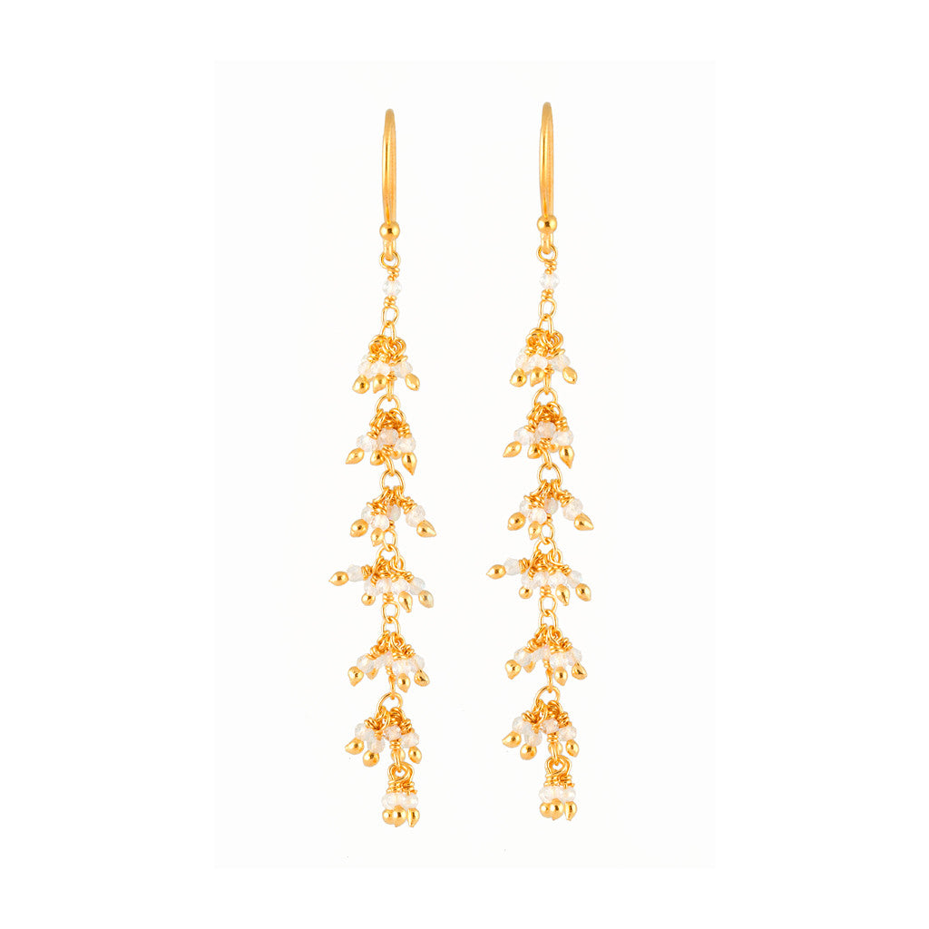 cascade earrings with seven tier white topaz stones