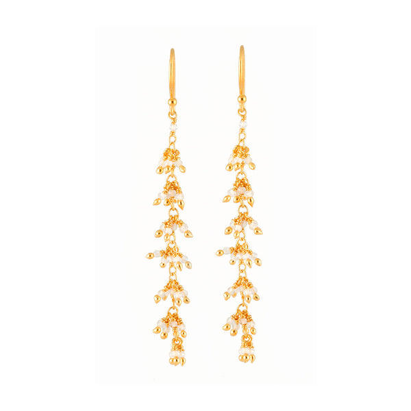 cascade earrings with seven tier white topaz stones
