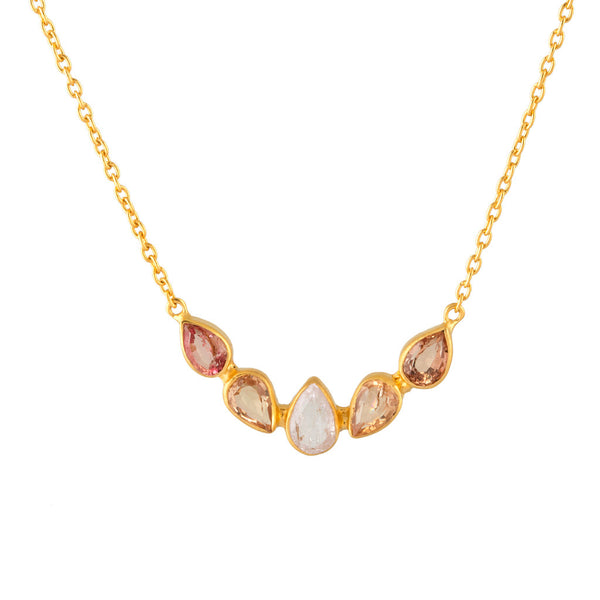 arc necklace in rainbow moonstone & imperial topaz