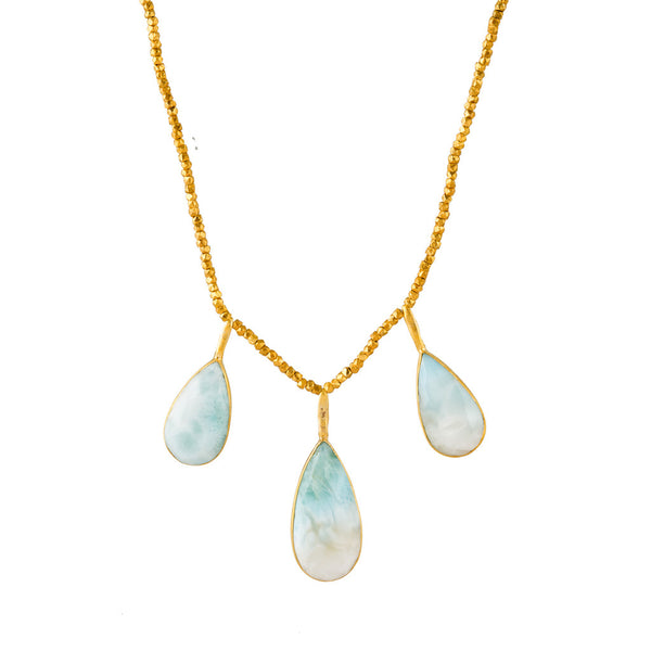 larimar three droplet pendant necklace