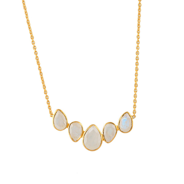 arc necklace in rainbow moonstones