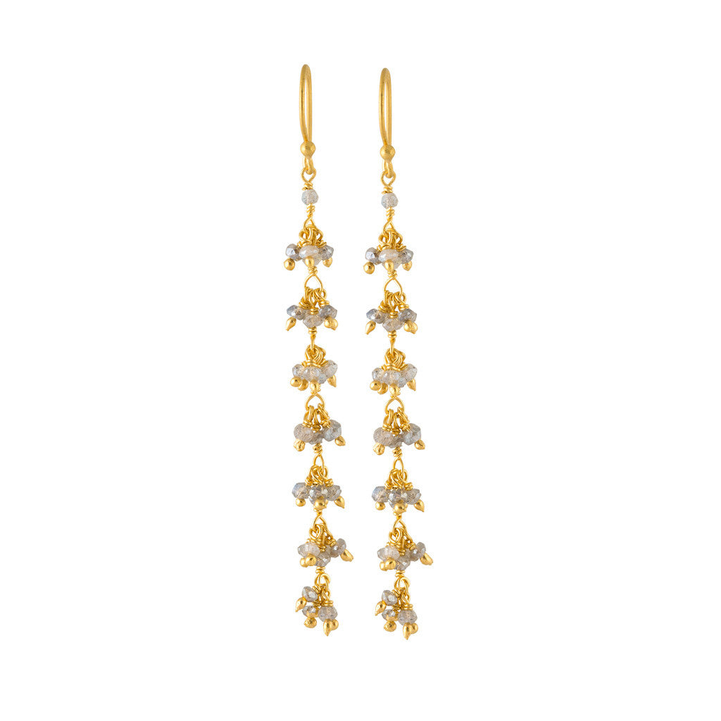 cascade earrings with seven tier labradorite